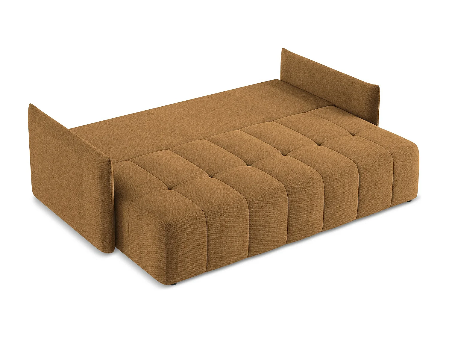 Canapé 3 places convertible en tissu texturé - terre cuite - MOKU