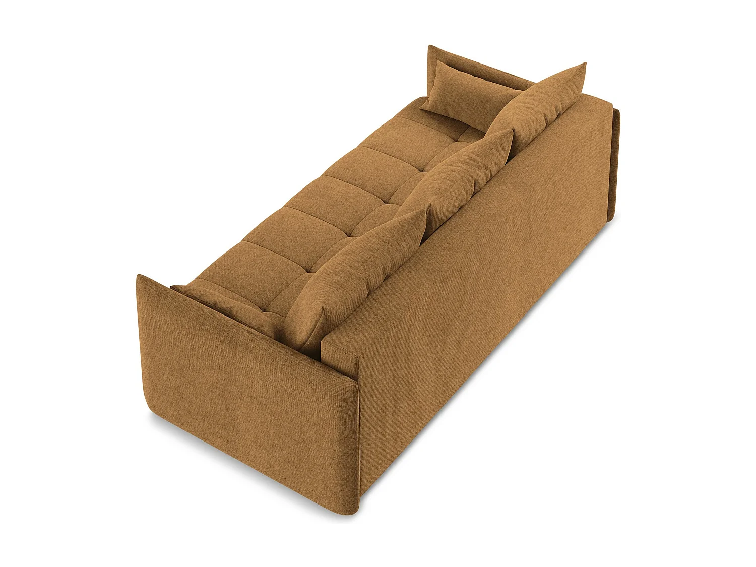 Canapé 3 places convertible en tissu texturé - terre cuite - MOKU