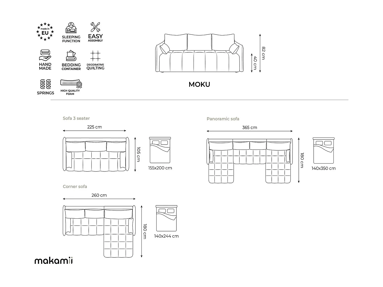 Canapé 3 places convertible en tissu texturé - terre cuite - MOKU