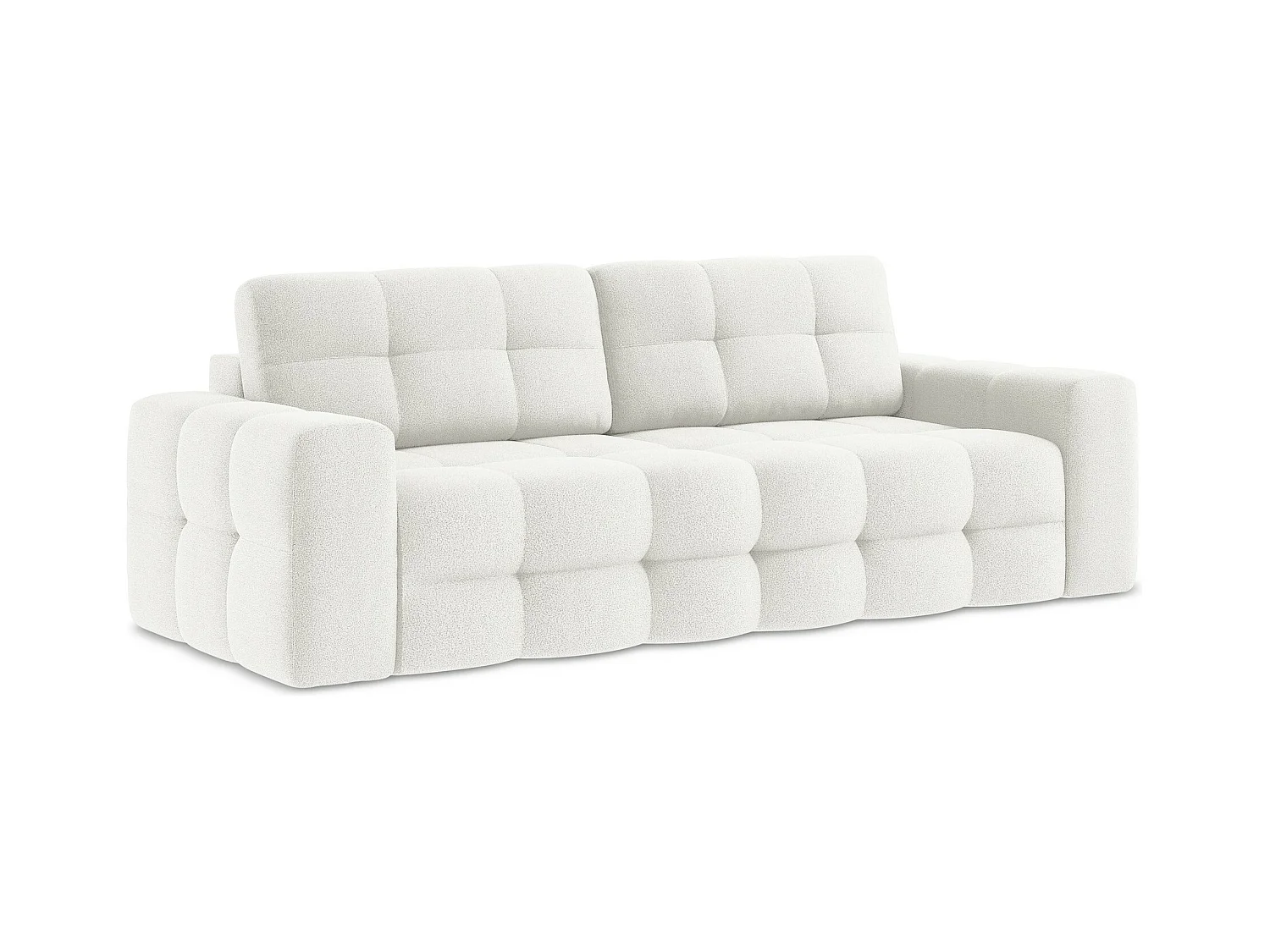 3-Sitzer Sofa mit Schlaffunktion - - Bouclé - Weiß - MILU