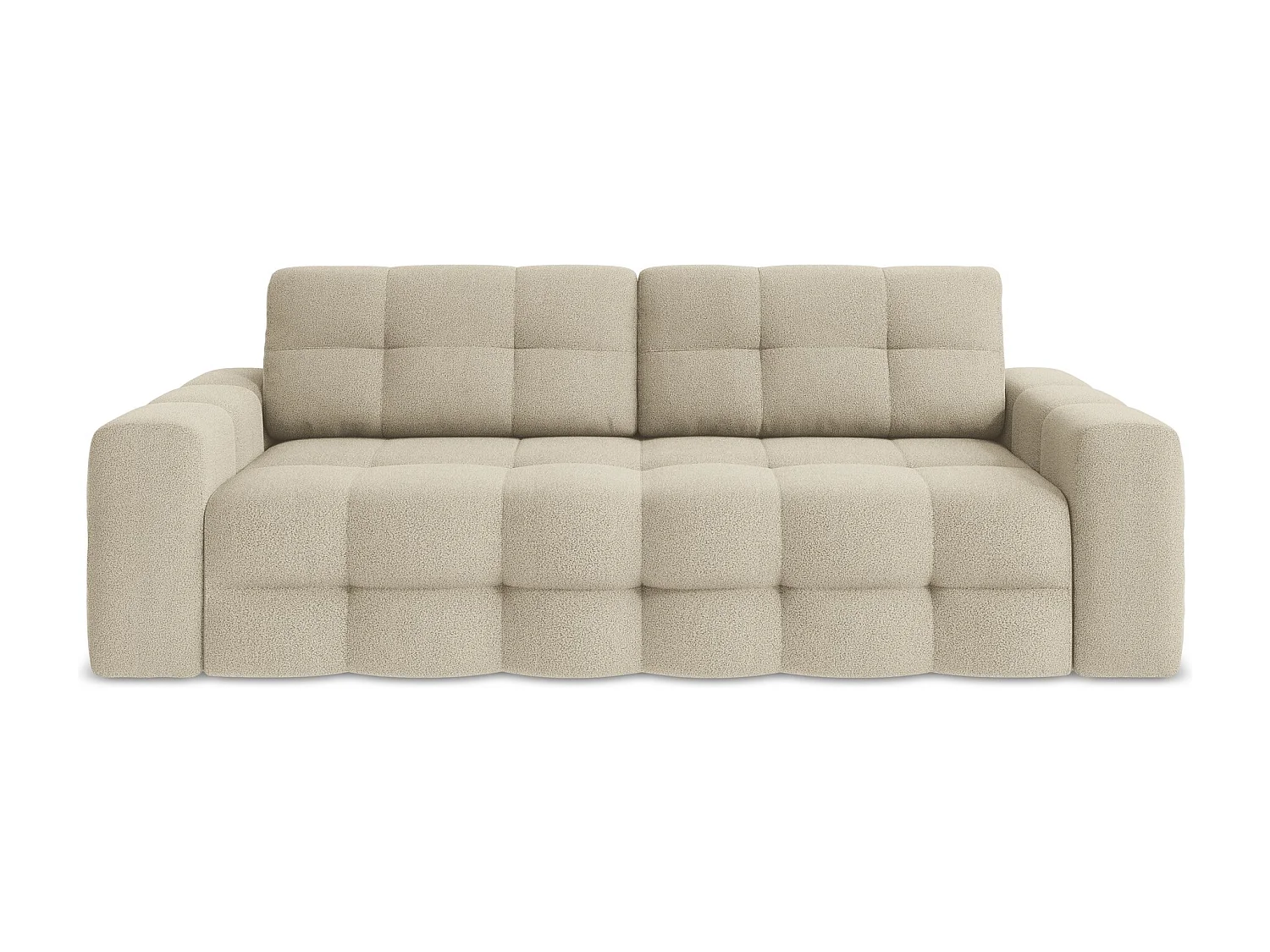 Kanapa 3-osobowa z funkcją spania - z tkaniny bouclé - ciemny beż - MILU