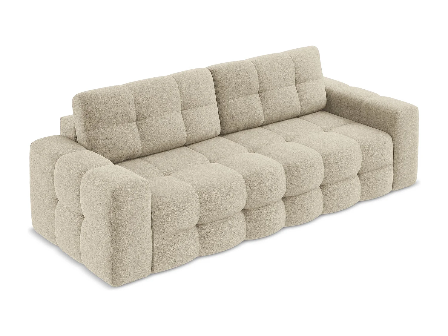 Kanapa 3-osobowa z funkcją spania - z tkaniny bouclé - ciemny beż - MILU