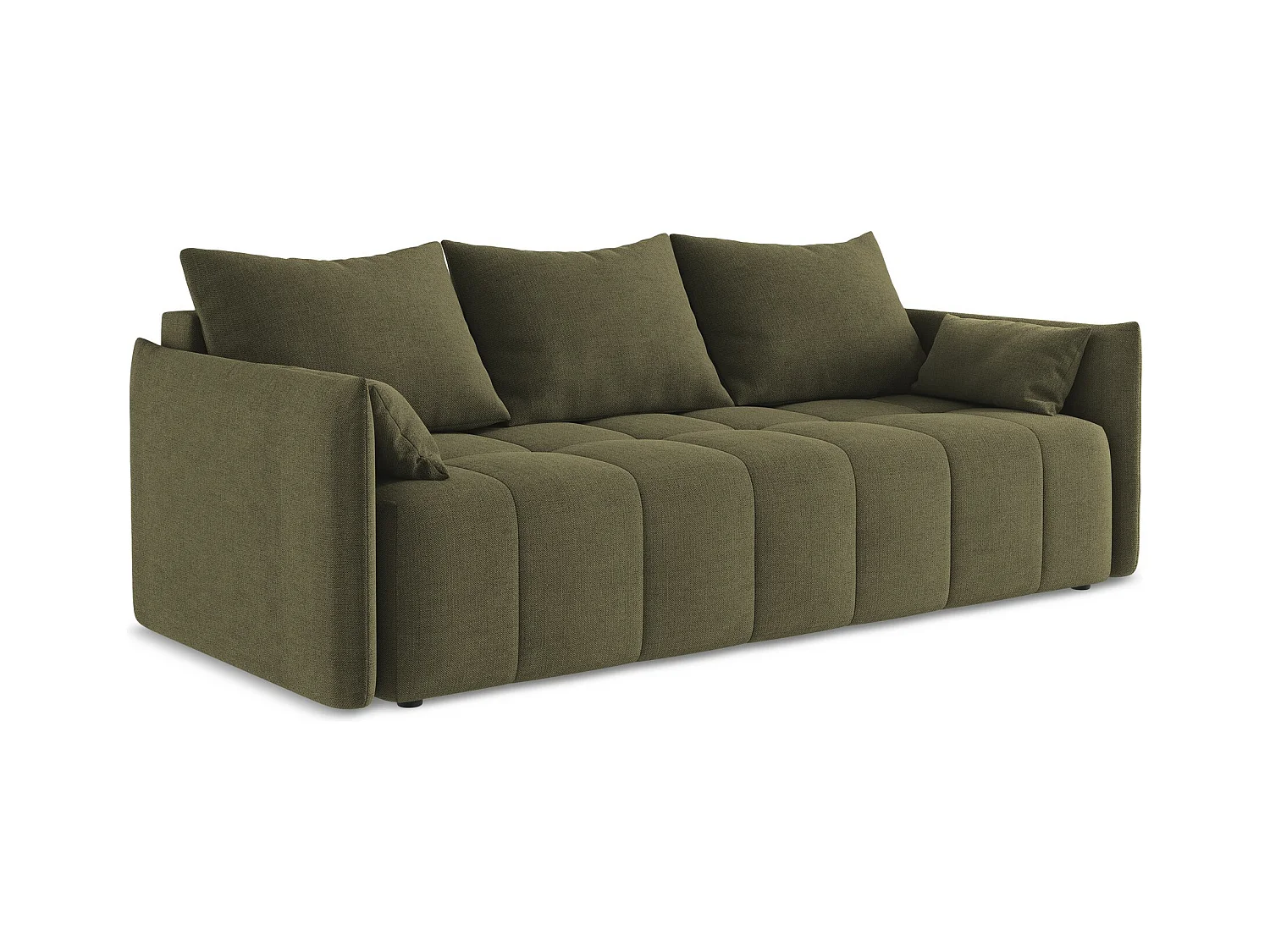 Canapé 3 places convertible en tissu texturé - olive - MOKU