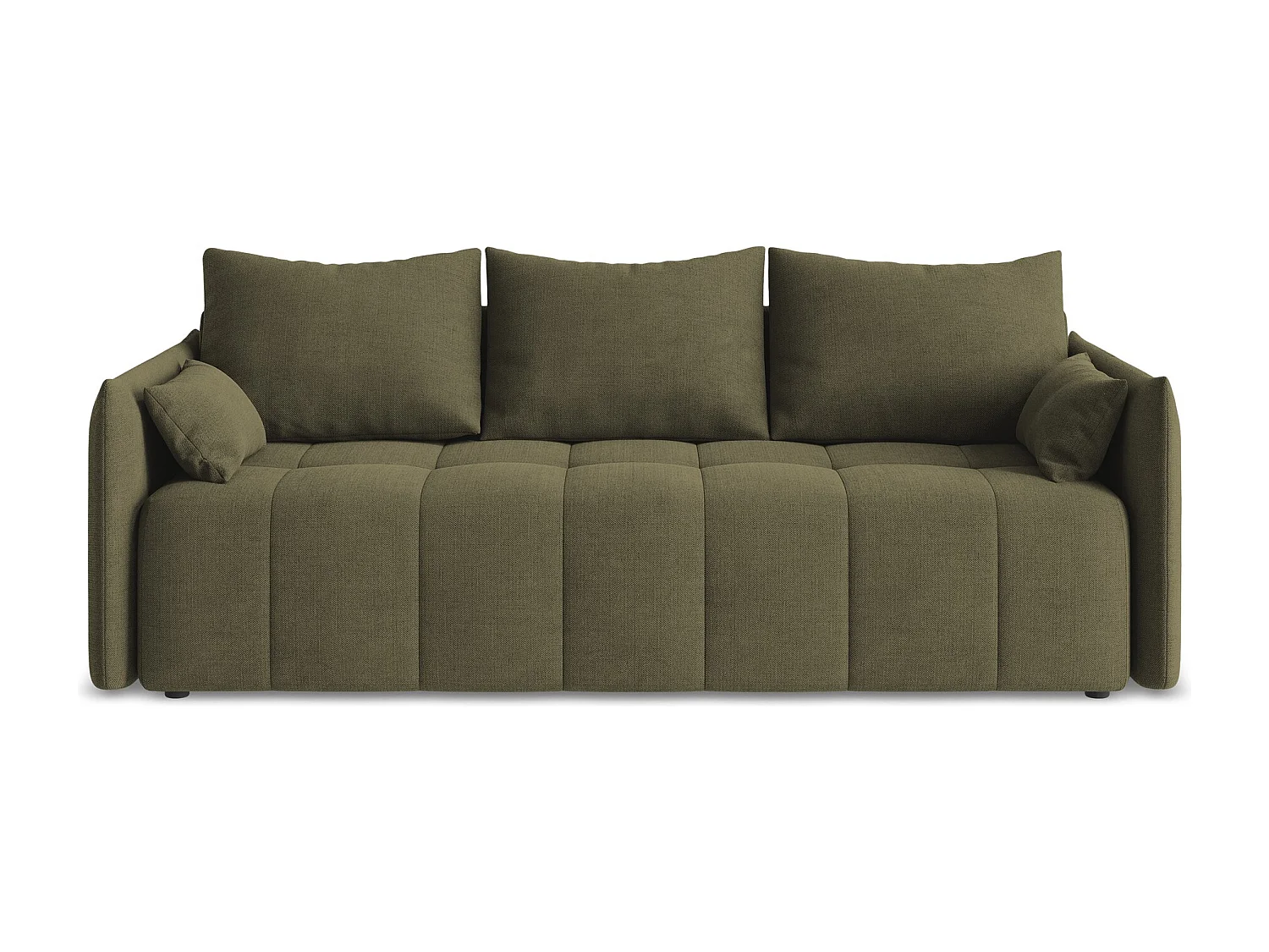 Sofá de 3 lugares convertível em tecido texturizado azeitona - MOKU