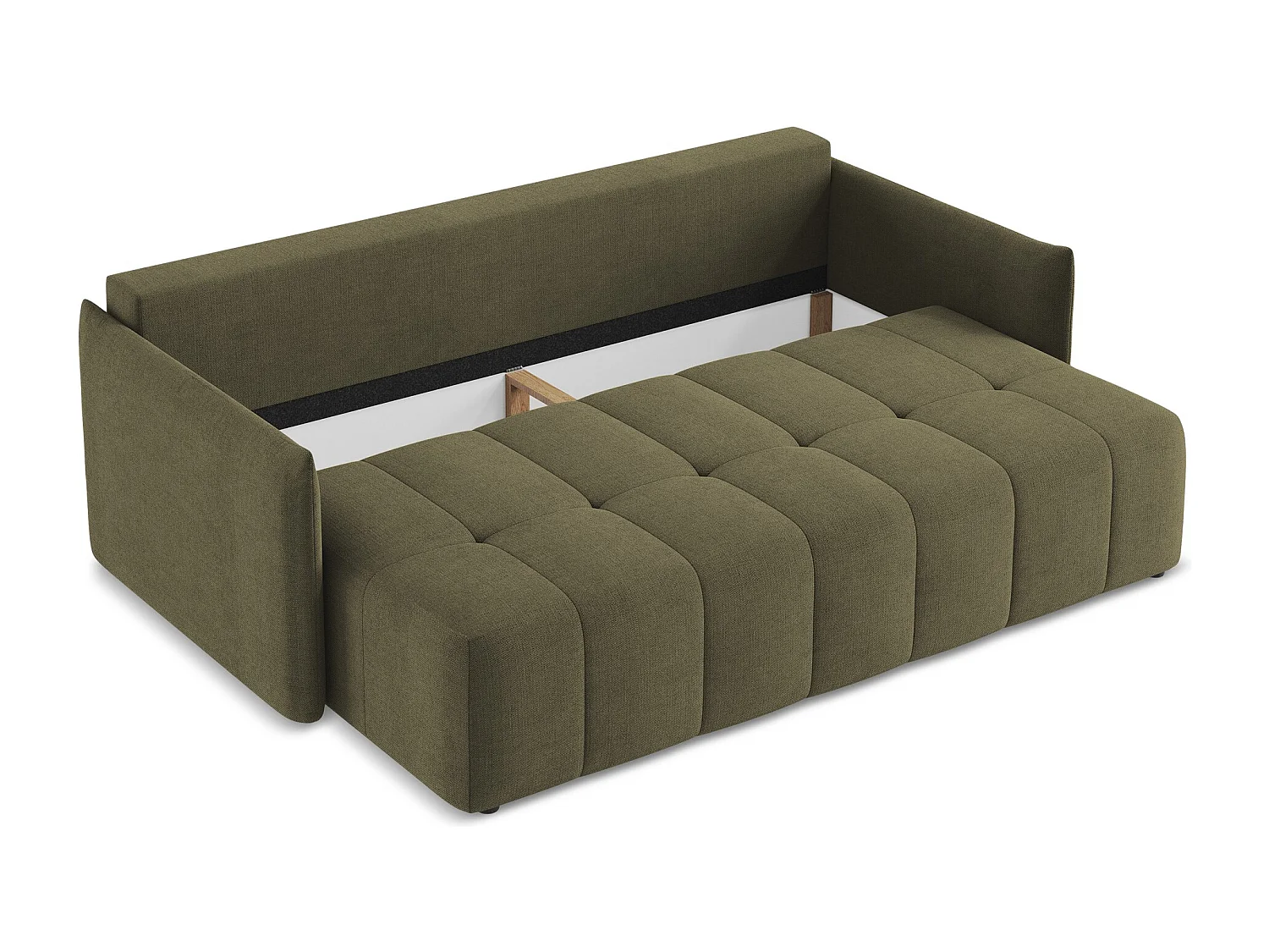 Sofá de 3 lugares convertível em tecido texturizado azeitona - MOKU