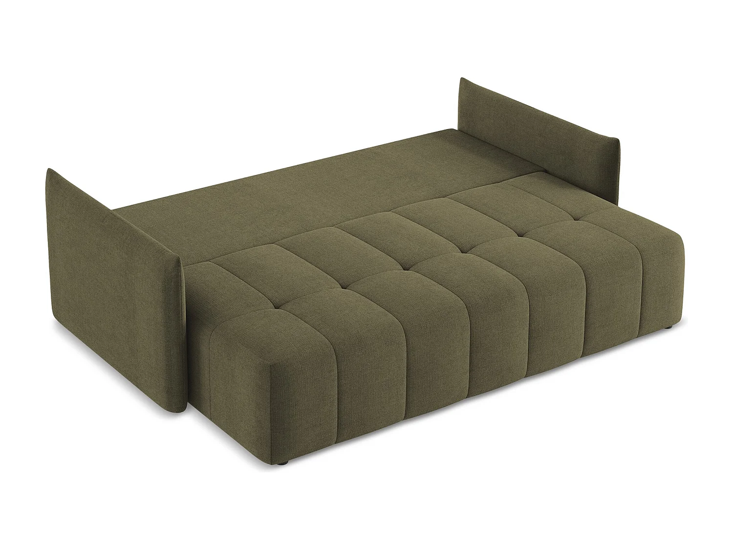 Sofá de 3 lugares convertível em tecido texturizado azeitona - MOKU