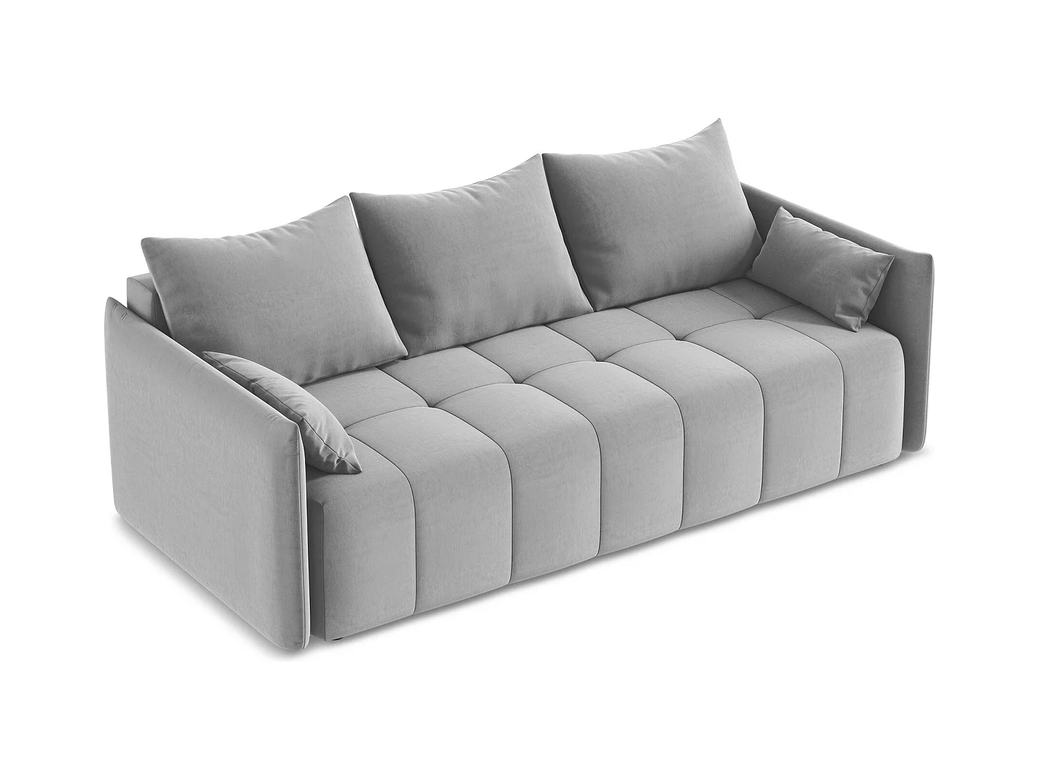 Driezits-slaapbank van grijs velours - MOKU