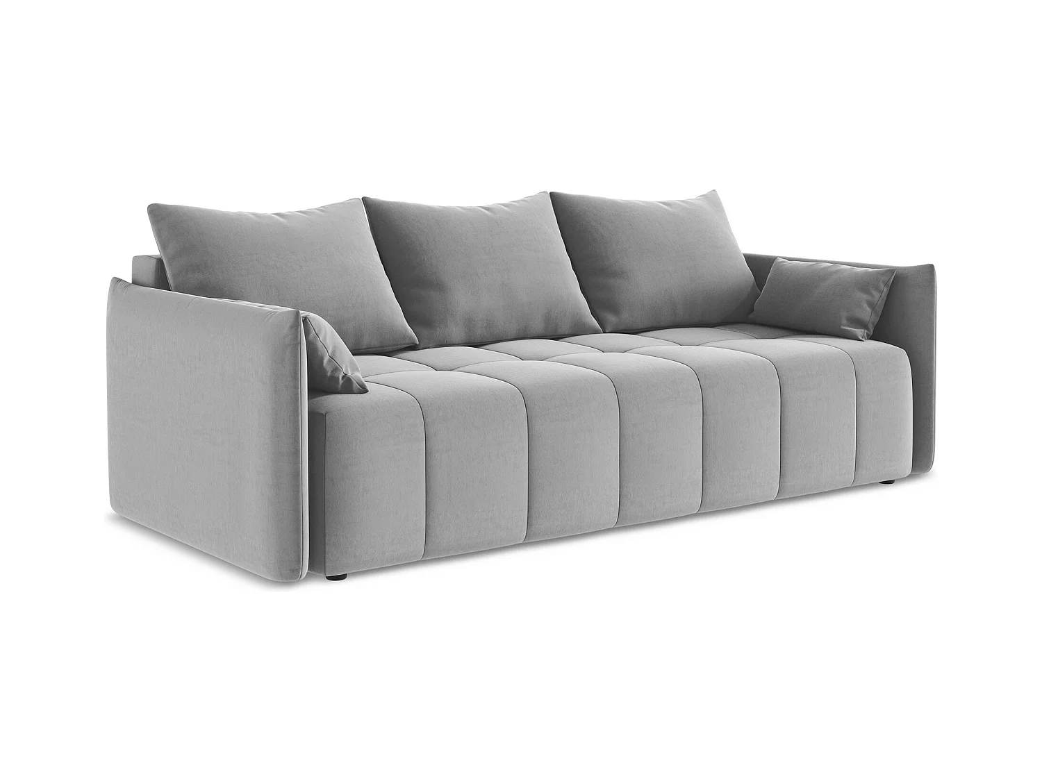 Canapé 3 places convertible en velours - gris - MOKU