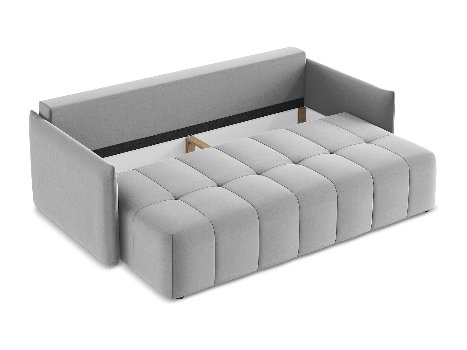 Canapé 3 places convertible en velours - gris - MOKU