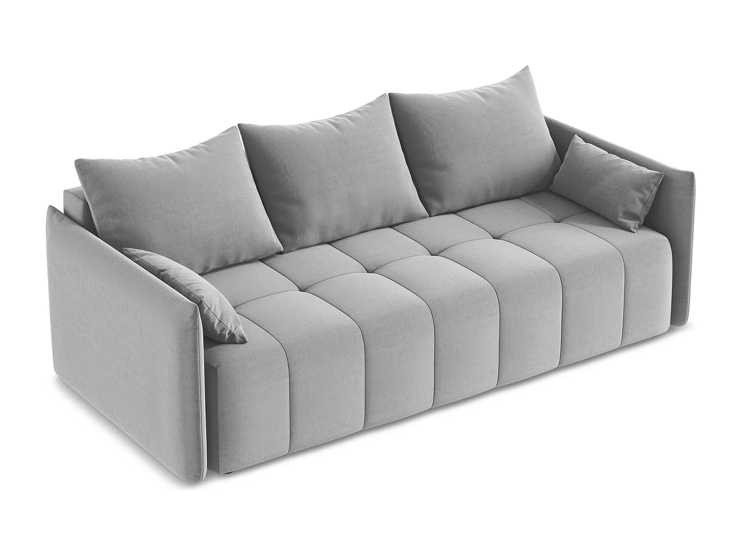 Canapé 3 places convertible en velours - gris - MOKU