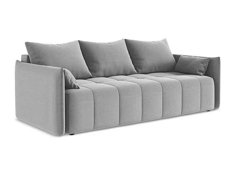 Canapé 3 places convertible en velours - gris - MOKU