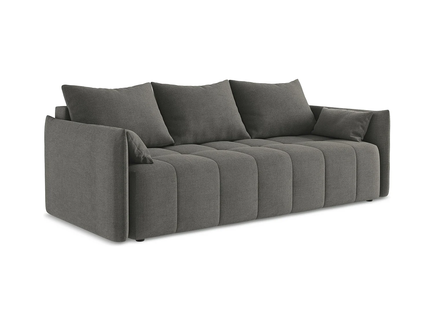 Canapé 3 places convertible en tissu texturé - gris foncé - MOKU