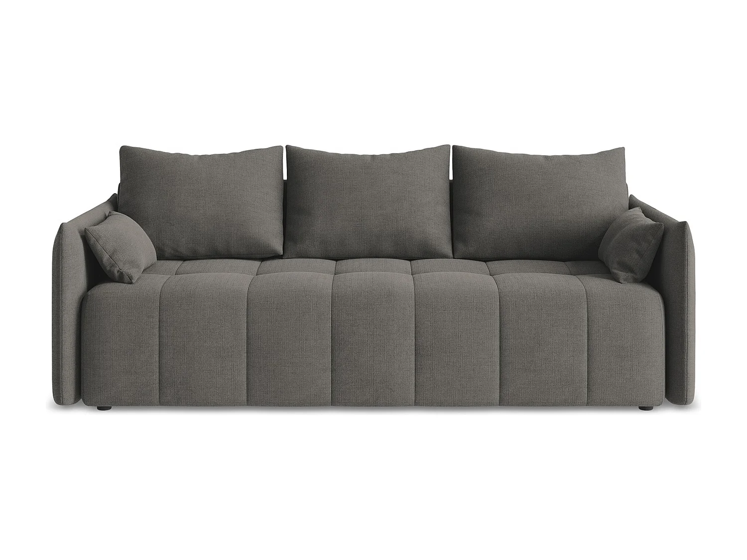 Driezits-slaapbank van donkergrijs textuurstof - MOKU