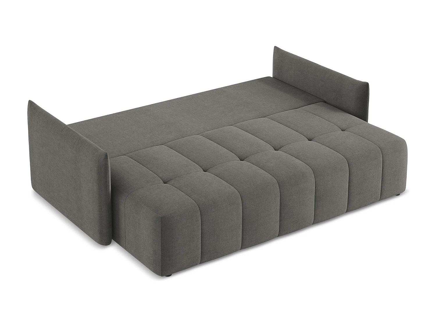 Driezits-slaapbank van donkergrijs textuurstof - MOKU