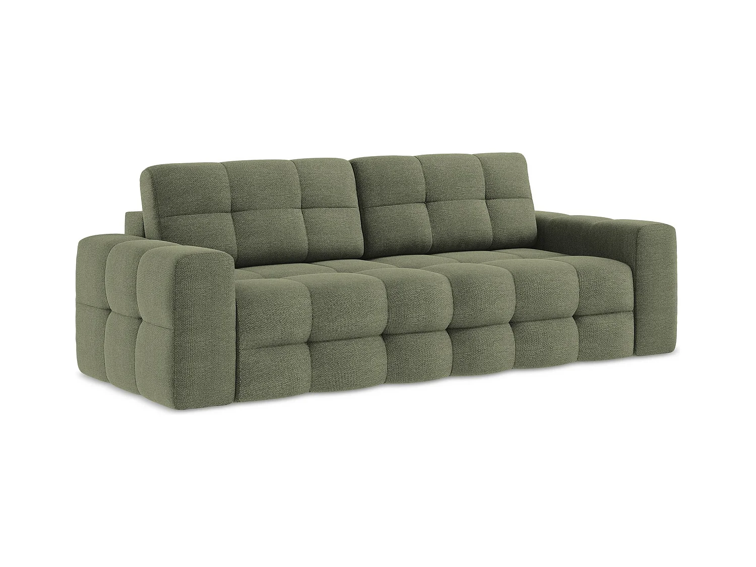 Canapé 3 places convertible en tissu bouclette - olive - MILU
