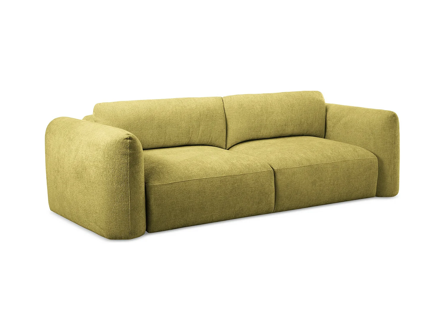 Canapé 3 places convertible en tissu chenille - vert citron - MELE