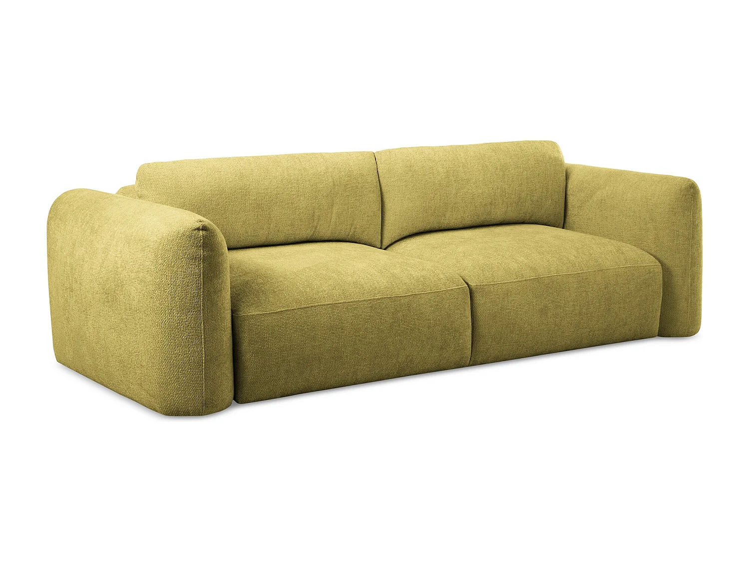 Canapé 3 places convertible en tissu chenille - vert citron - MELE