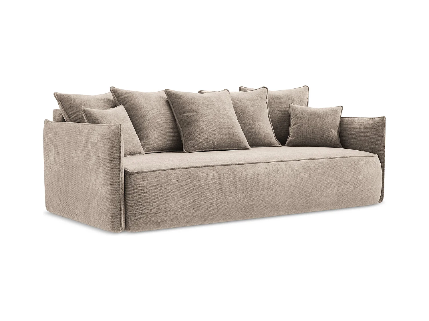 Driezits-slaapbank van donkerbeige chenille stof - HULA