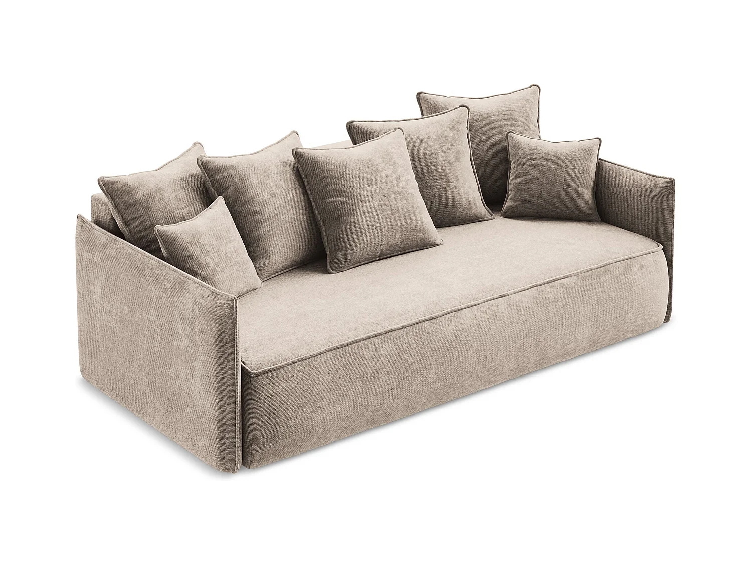 Driezits-slaapbank van donkerbeige chenille stof - HULA