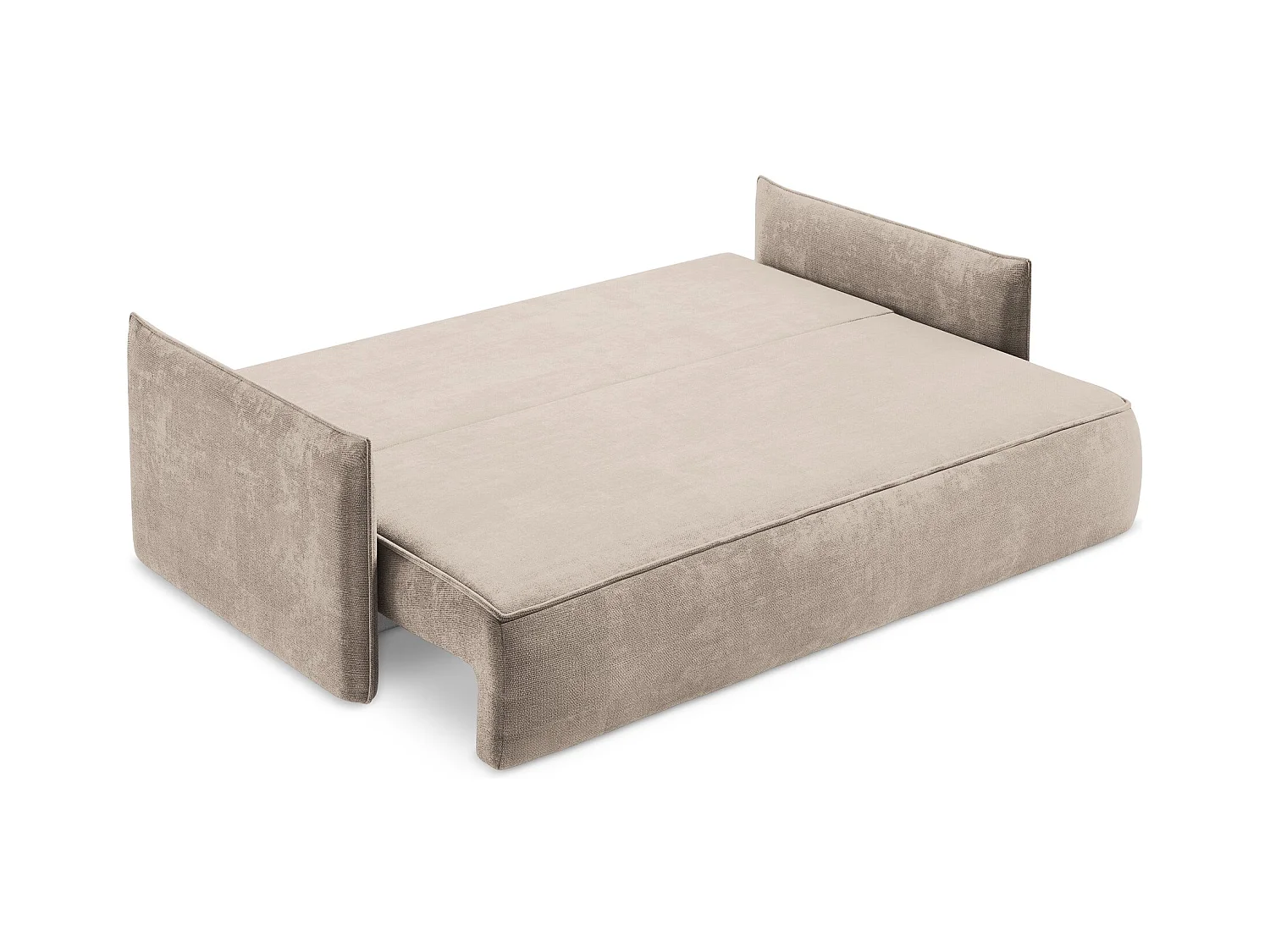 Driezits-slaapbank van donkerbeige chenille stof - HULA