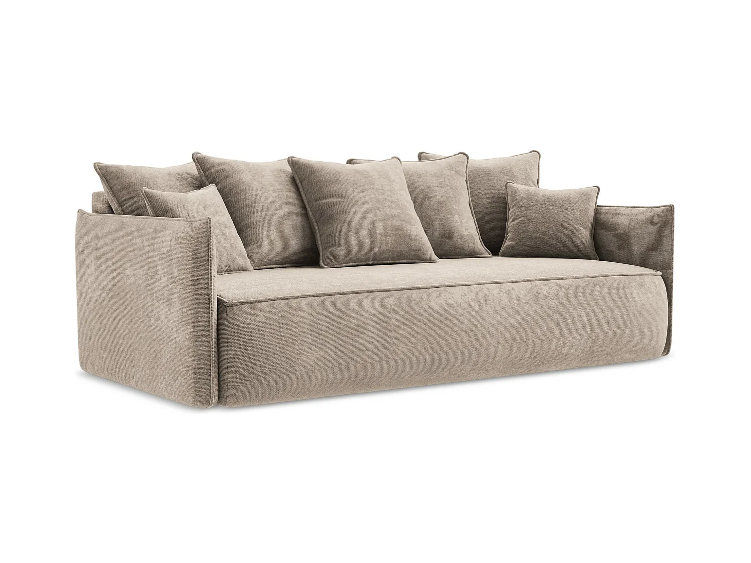 Canapé 3 places convertible en tissu chenille - beige foncé - HULA