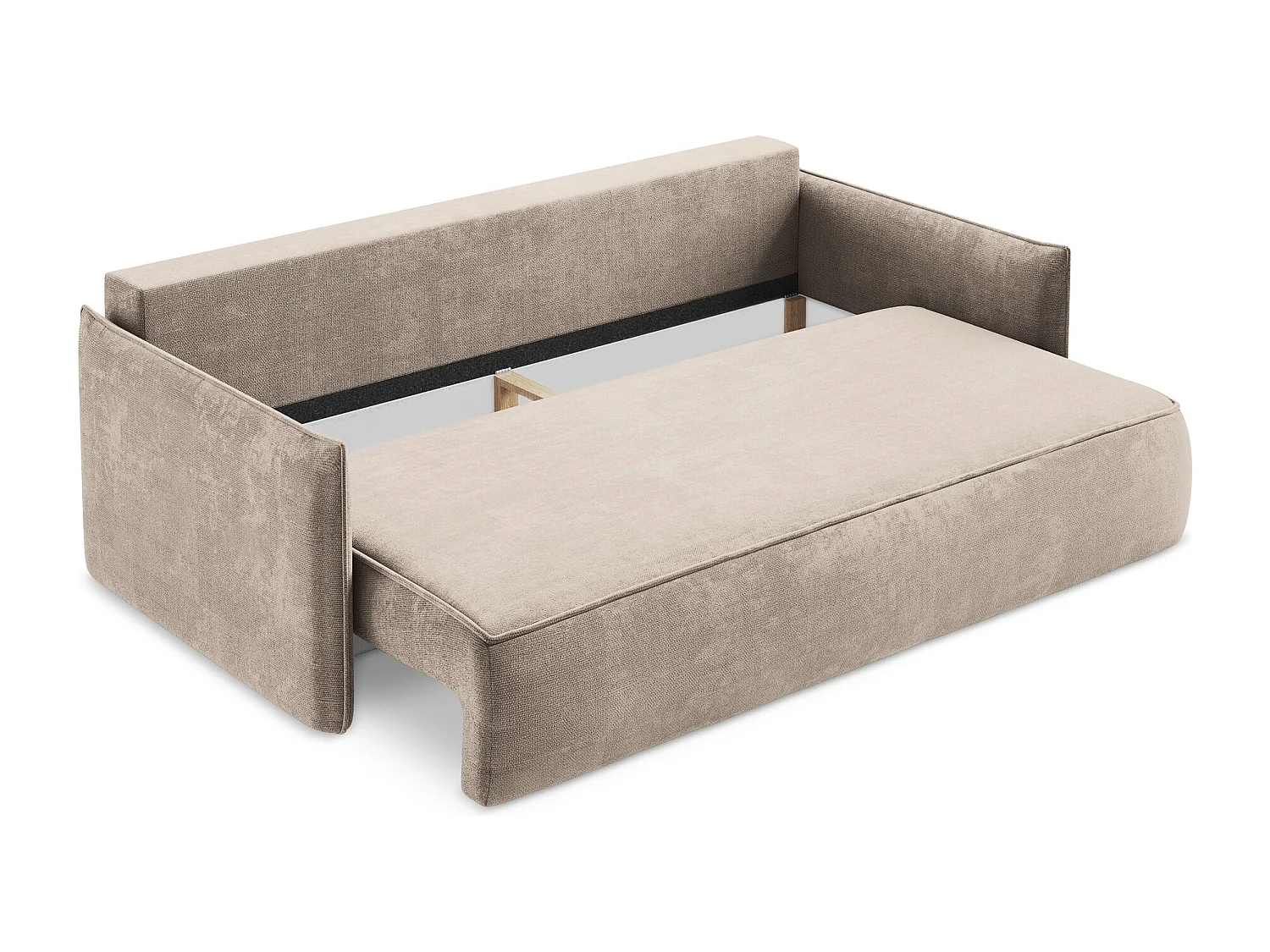 Kanapa 3-osobowa z funkcją spania - z tkaniny szenilowej - ciemny beż - HULA