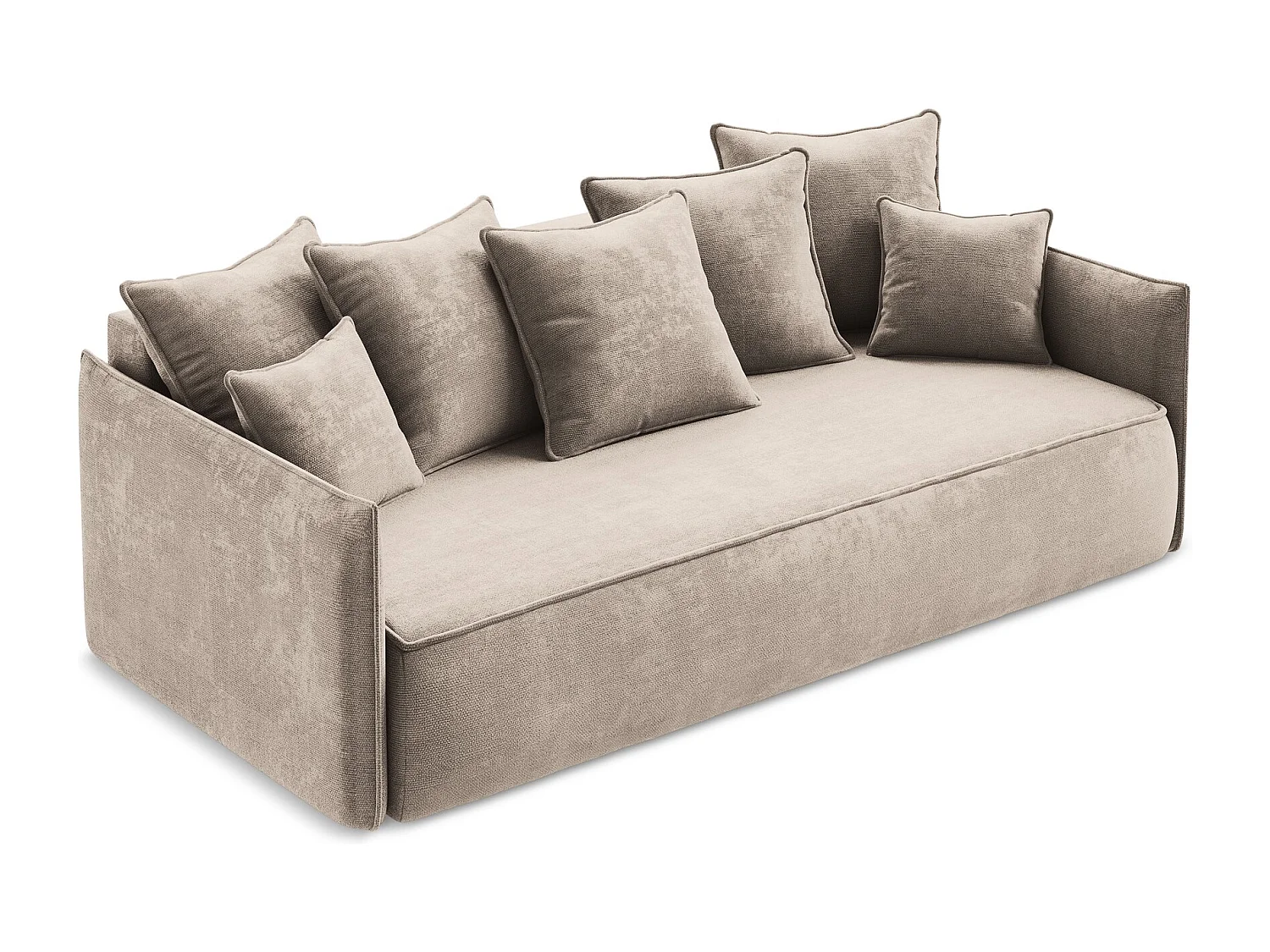 Kanapa 3-osobowa z funkcją spania - z tkaniny szenilowej - ciemny beż - HULA