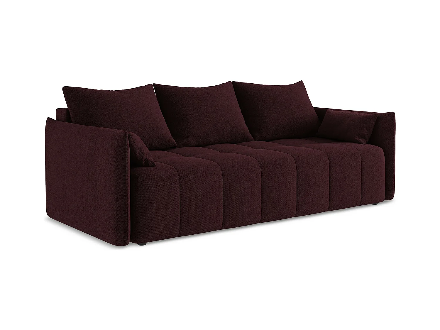 Canapé 3 places convertible en tissu texturé - bordeaux - MOKU