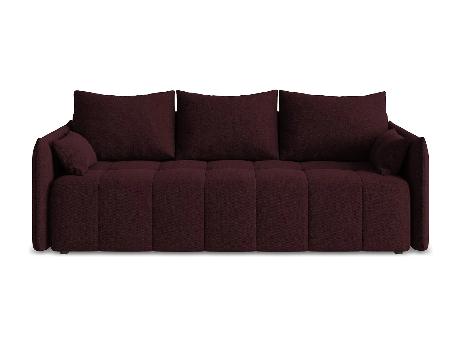 Canapé 3 places convertible en tissu texturé - bordeaux - MOKU