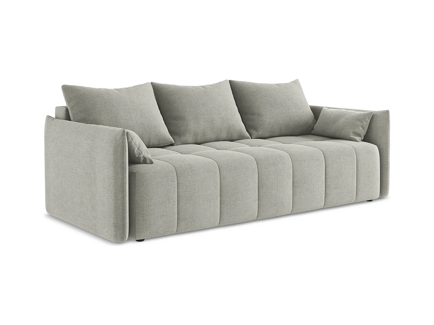 Canapé 3 places convertible en tissu texturé - gris clair - MOKU