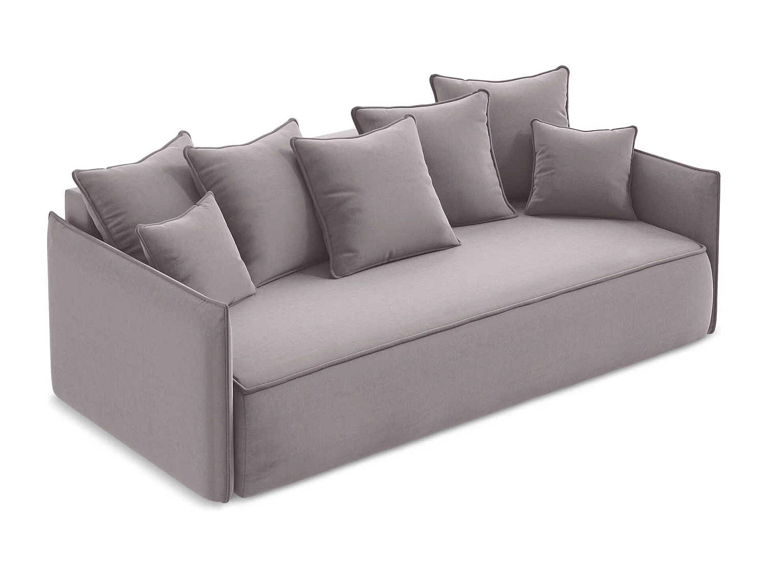 Driezits-slaapbank van lavendel velours - HULA