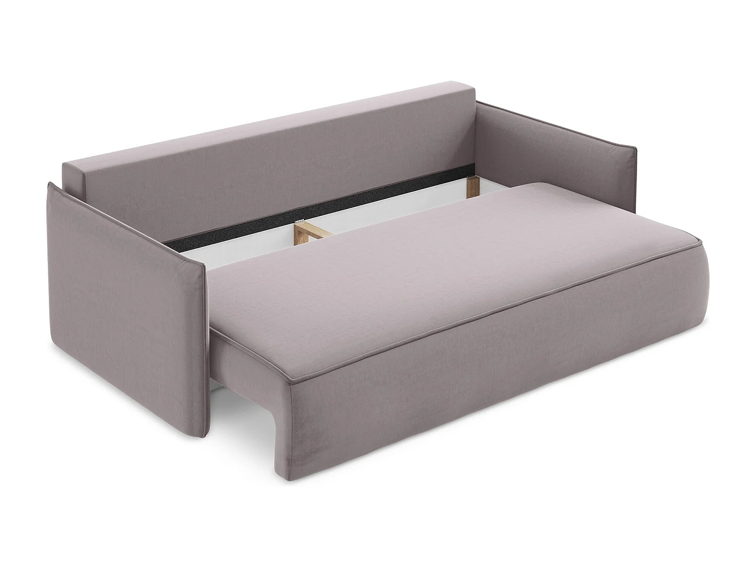 Driezits-slaapbank van lavendel velours - HULA