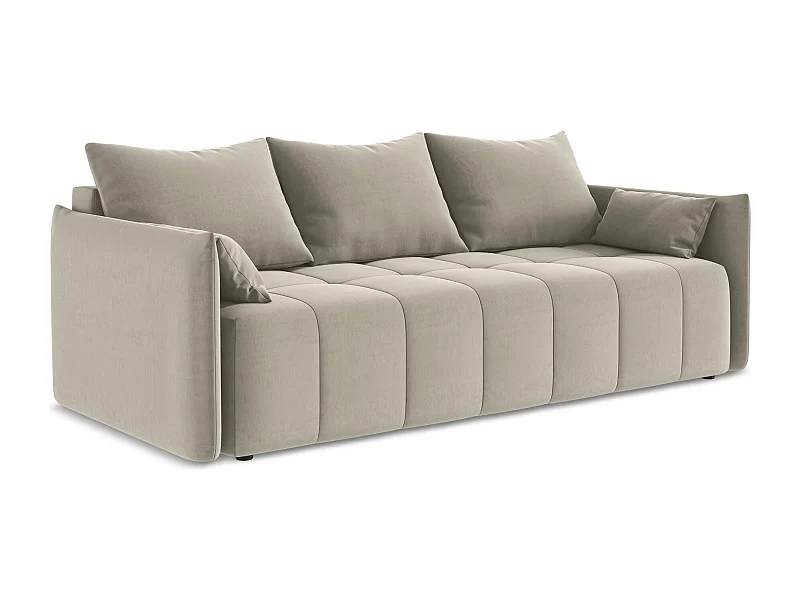 3-Sitzer Sofa mit Schlaffunktion - - Samt - Perle - MOKU