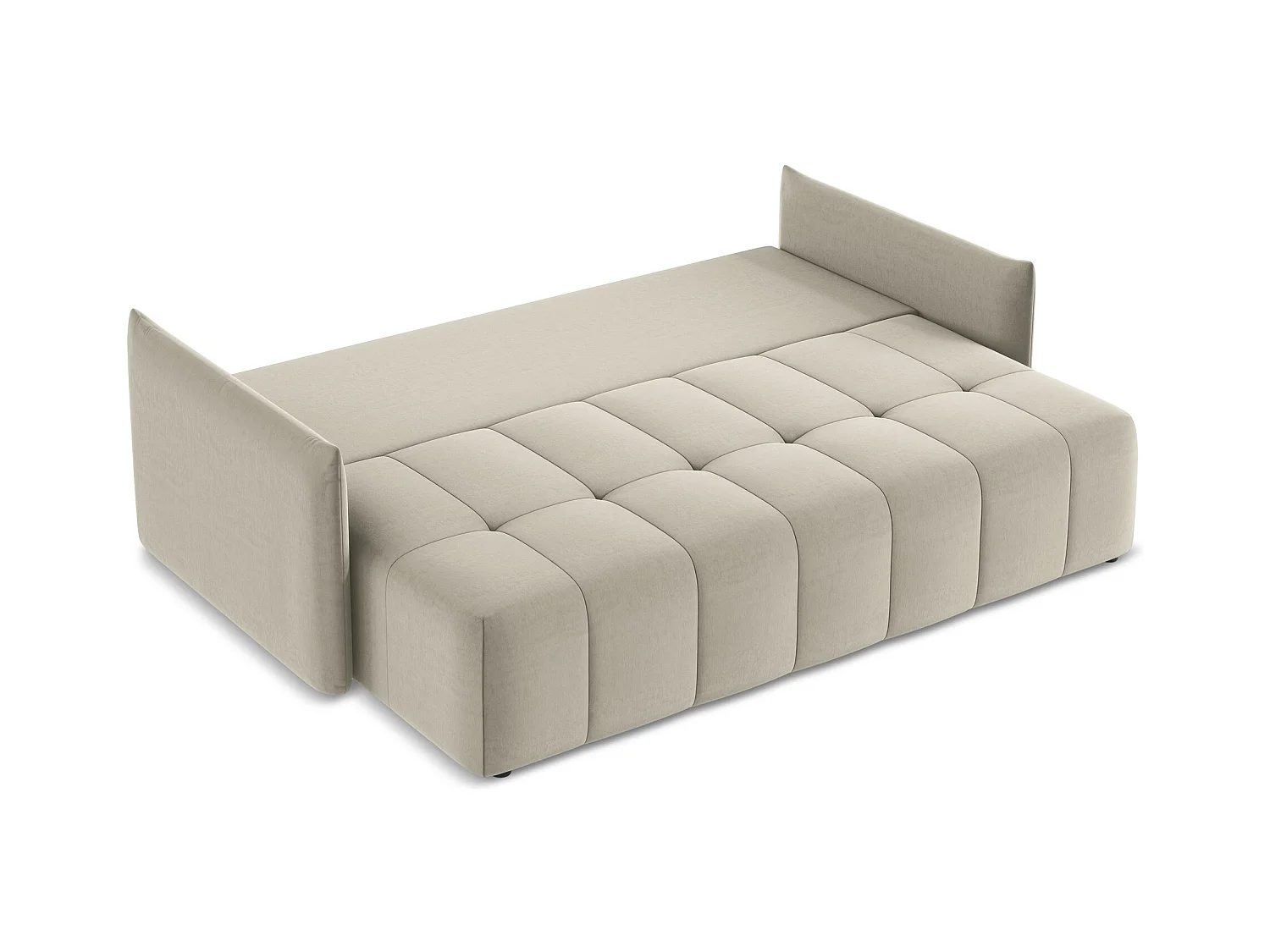 Driezits-slaapbank van parel velours - MOKU