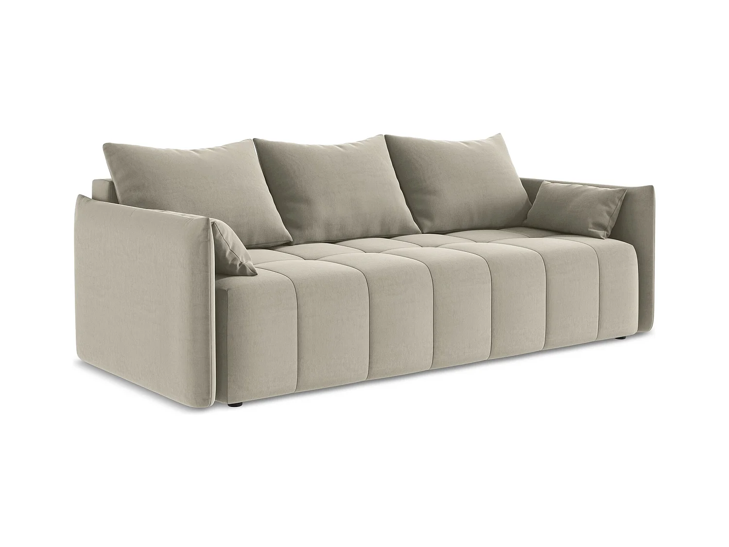 3-Sitzer Sofa mit Schlaffunktion - - Samt - Perle - MOKU