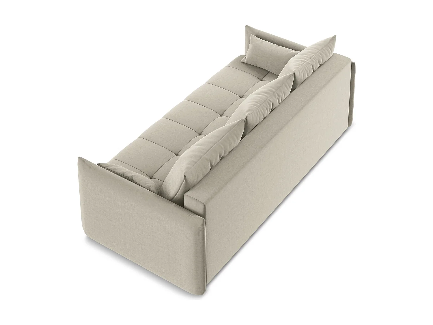 3-Sitzer Sofa mit Schlaffunktion - - Samt - Perle - MOKU