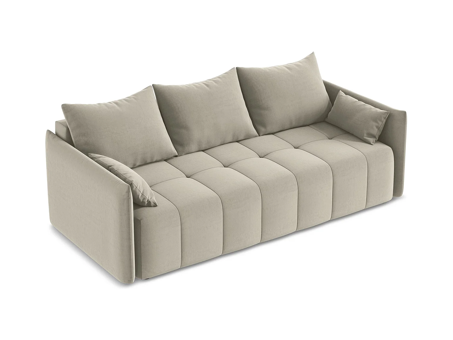 3-Sitzer Sofa mit Schlaffunktion - - Samt - Perle - MOKU