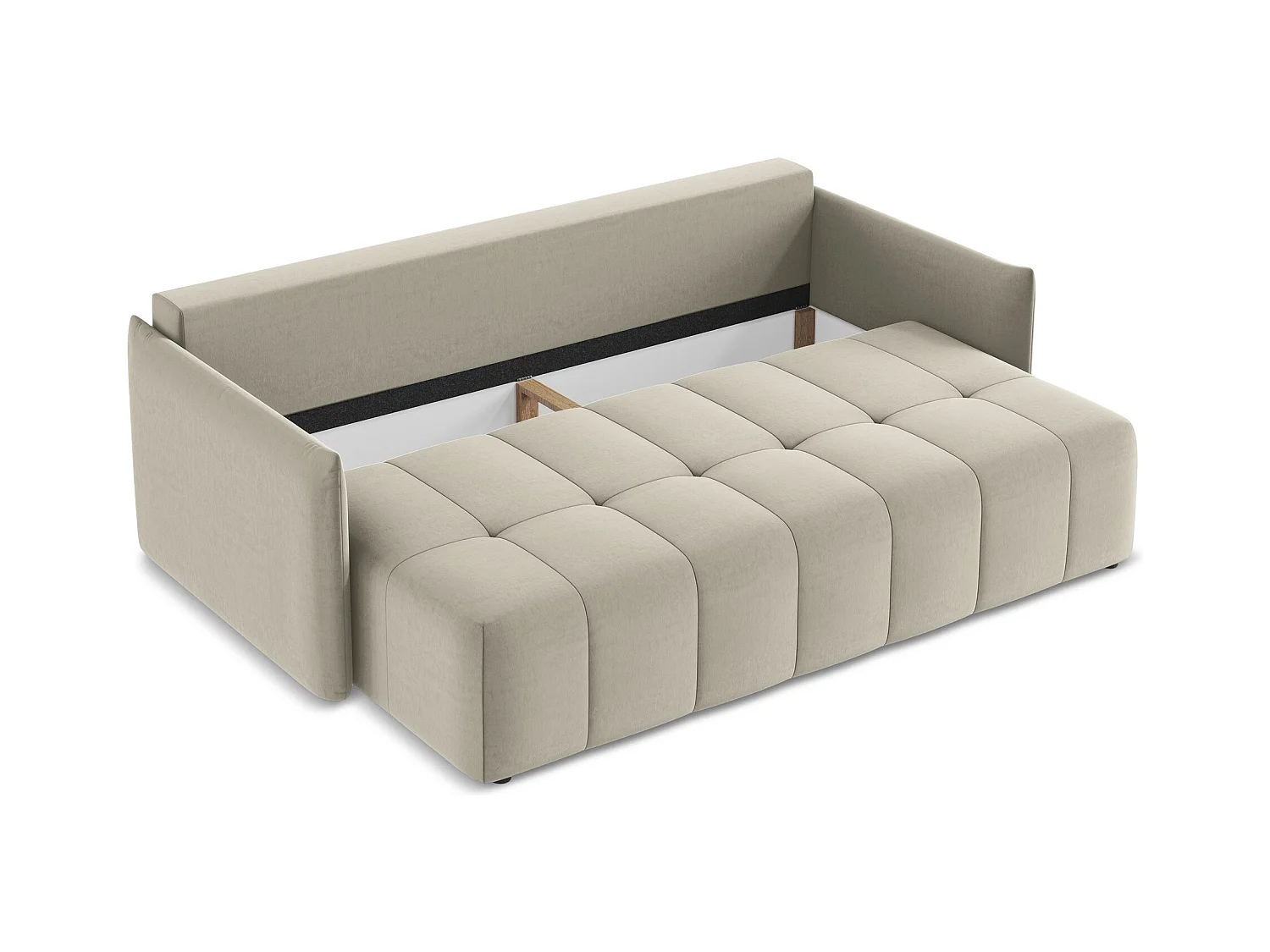 3-Sitzer Sofa mit Schlaffunktion - - Samt - Perle - MOKU