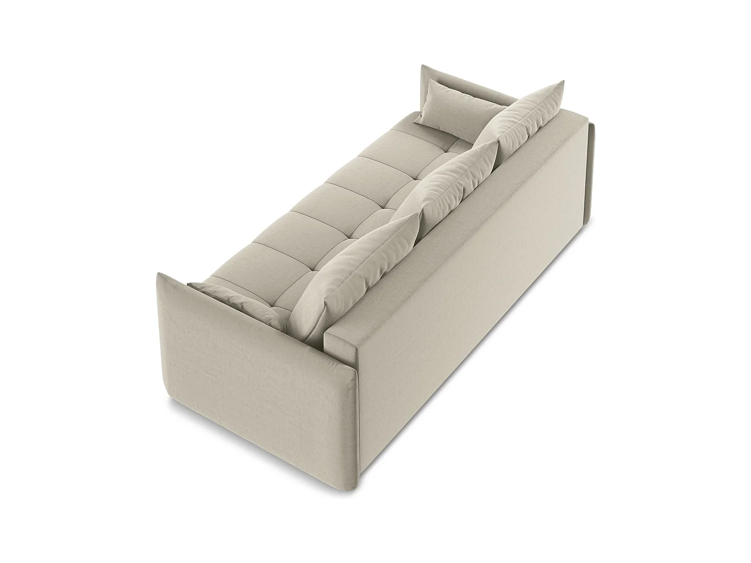3-Sitzer Sofa mit Schlaffunktion - - Samt - Perle - MOKU