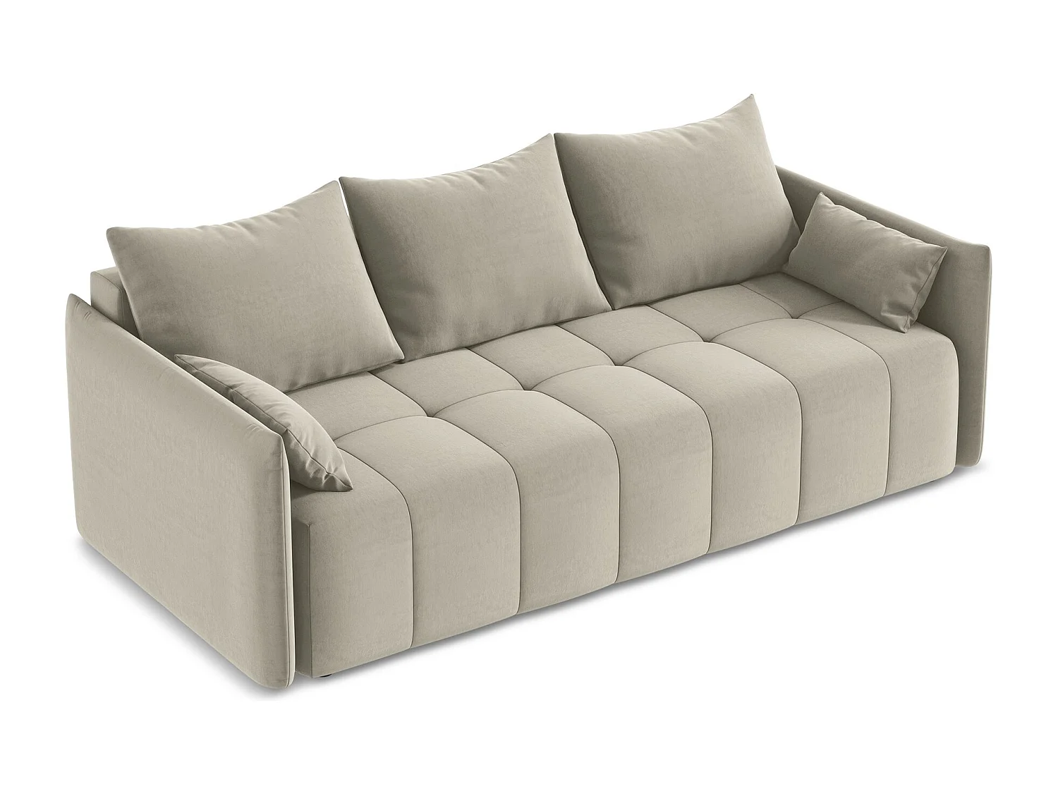 Driezits-slaapbank van parel velours - MOKU