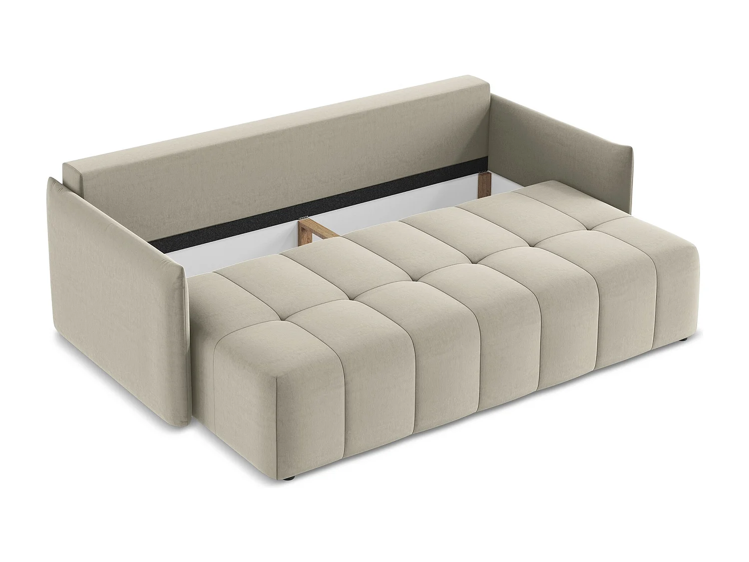 Driezits-slaapbank van parel velours - MOKU