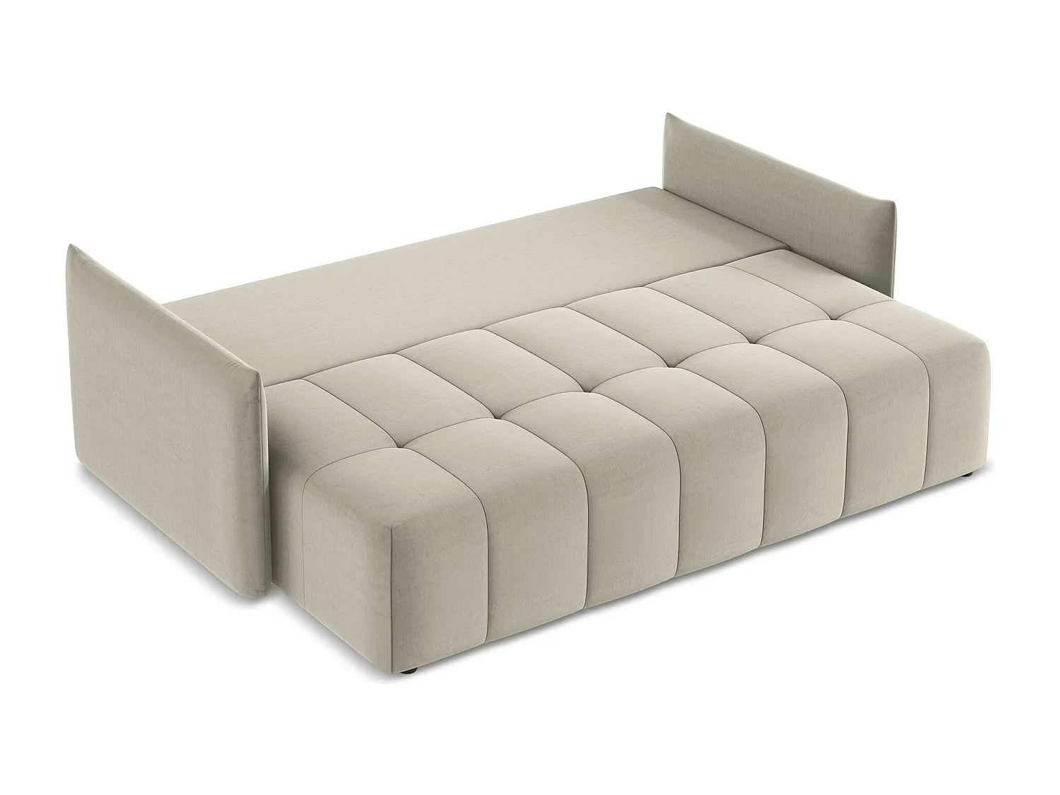 Driezits-slaapbank van parel velours - MOKU