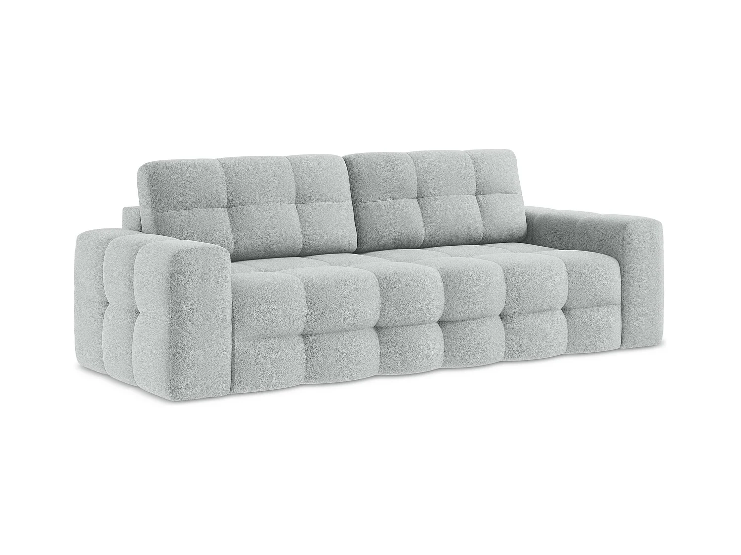 3-Sitzer Sofa mit Schlaffunktion - - Bouclé - Hellgrau - MILU