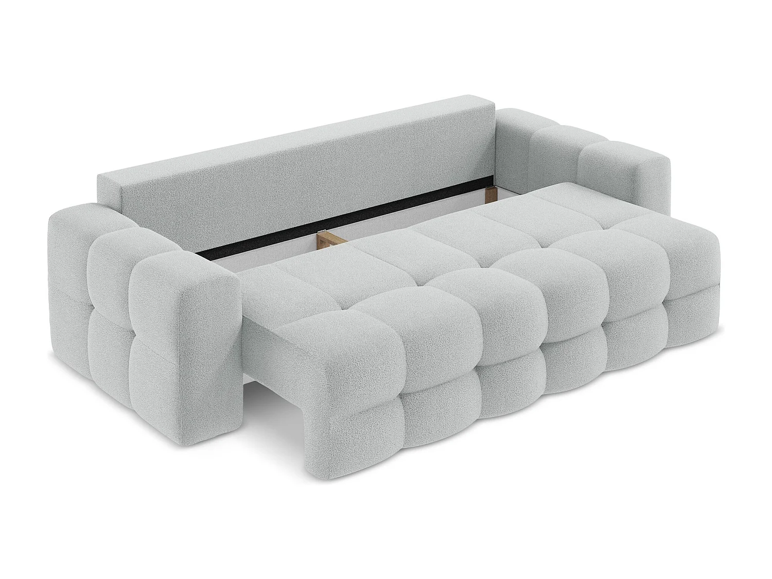 Driezits-slaapbank van lichtgrijs bouclé - MILU