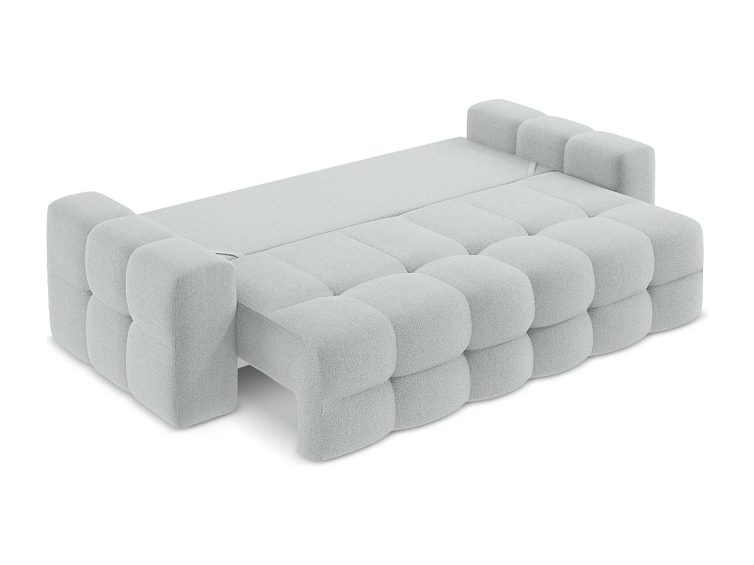 Driezits-slaapbank van lichtgrijs bouclé - MILU