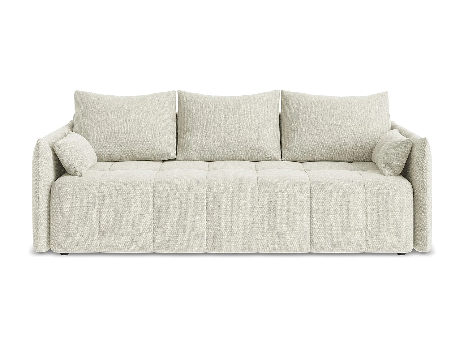 Kanapa 3-osobowa z funkcją spania - z tkaniny bouclé - piaskowy - MOKU