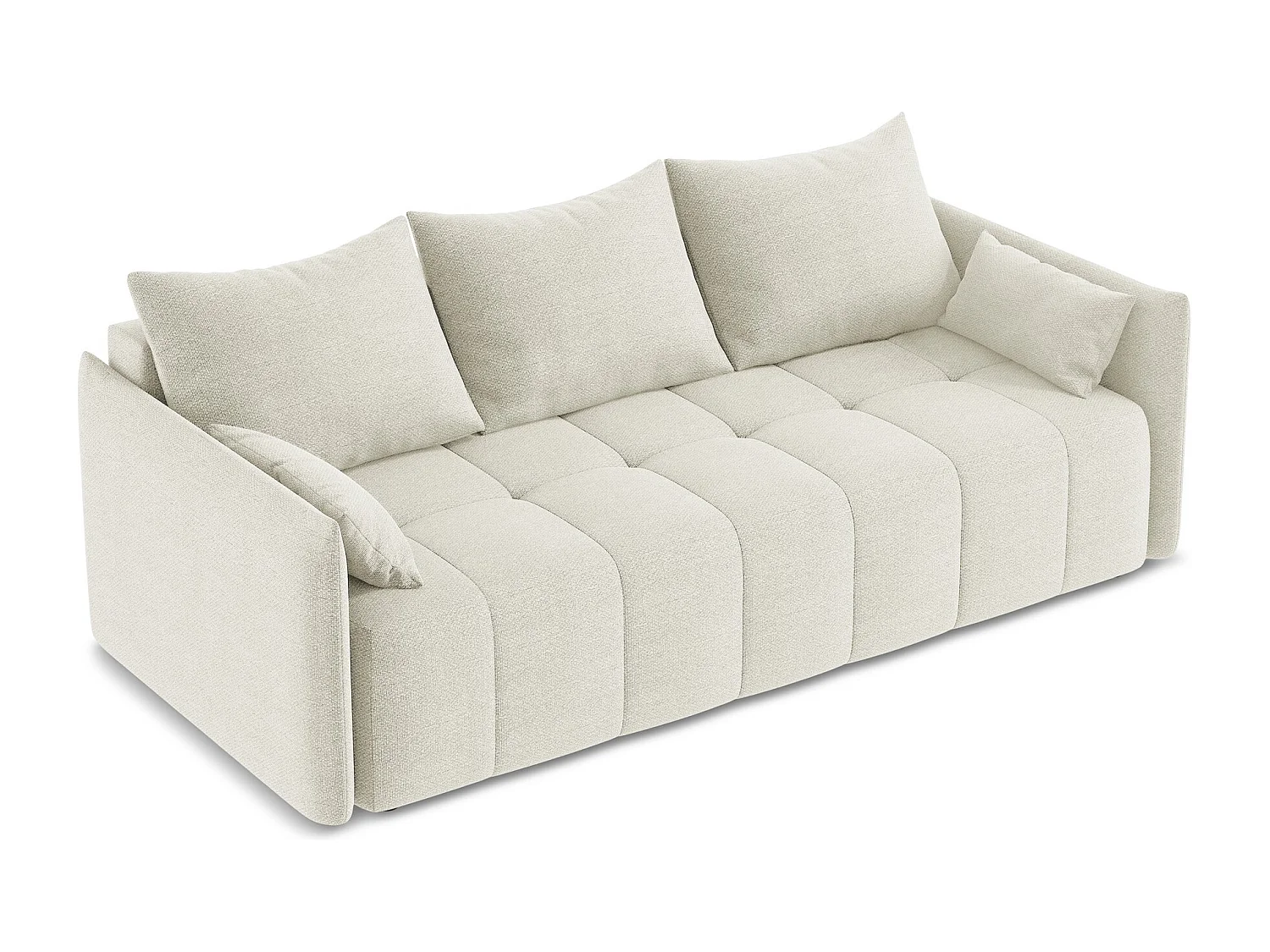 Kanapa 3-osobowa z funkcją spania - z tkaniny bouclé - piaskowy - MOKU