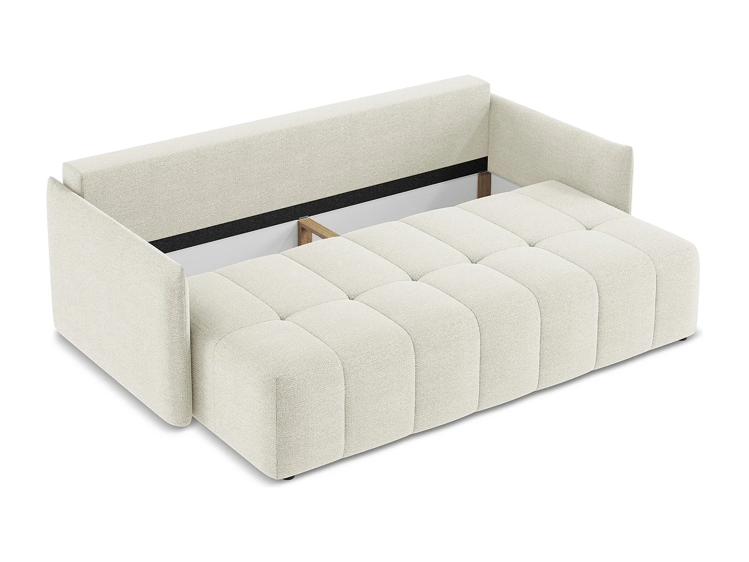 Kanapa 3-osobowa z funkcją spania - z tkaniny bouclé - piaskowy - MOKU