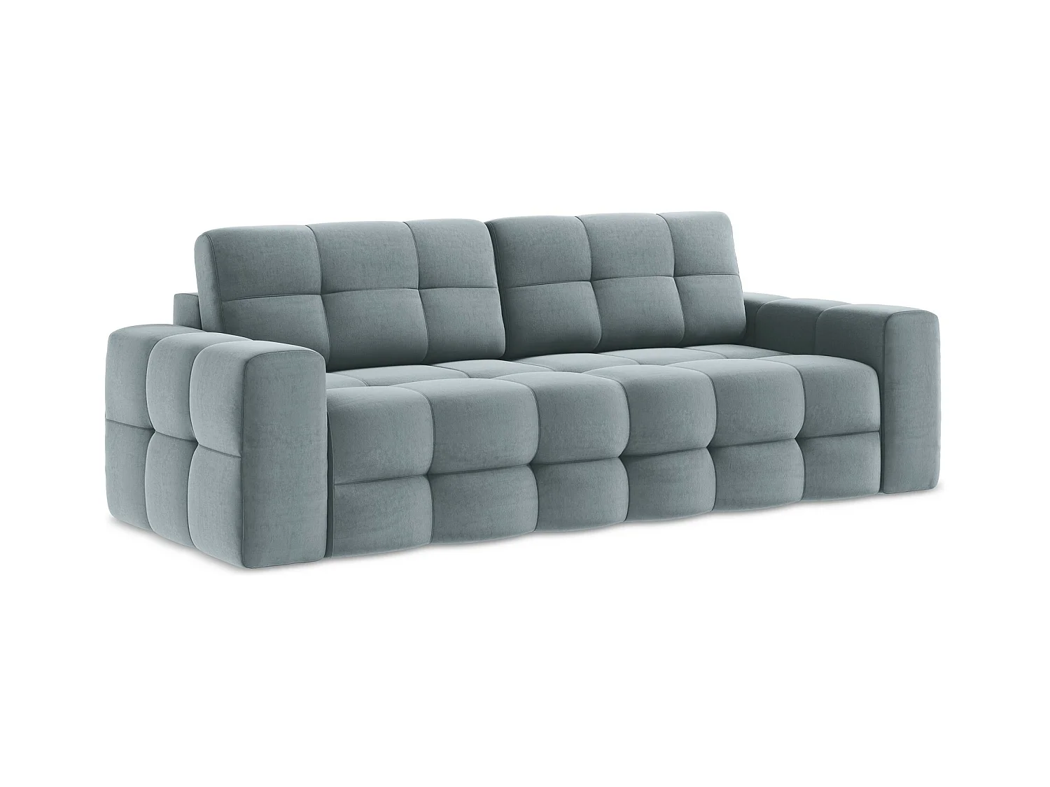 Canapé 3 places convertible en velours - bleu clair - MILU