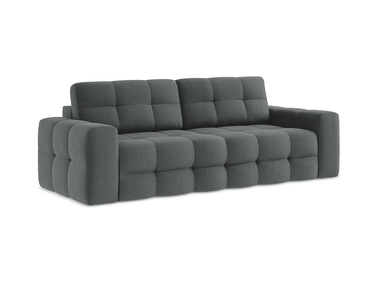 3-Sitzer Sofa mit Schlaffunktion - - Bouclé - Dunkelgrau - MILU